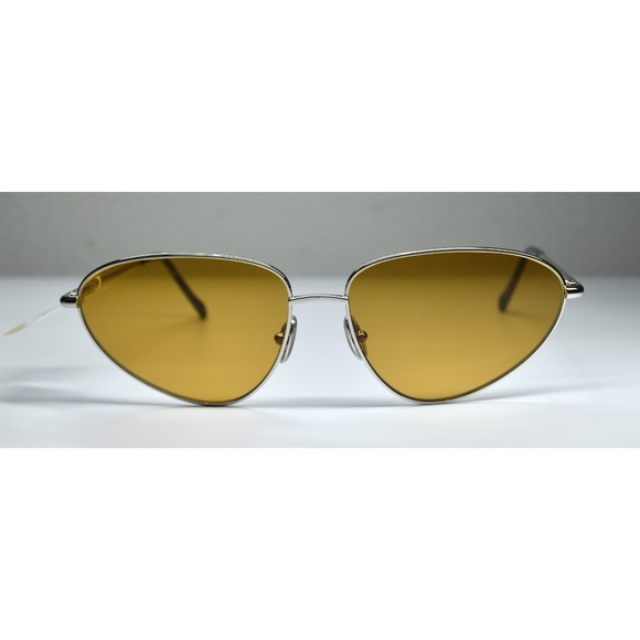 SPORTMAX SM0043 16E SHINY PALLADIUM METAL LIGHT BROWN GEOMETRIC SUNGLASSES. 59MM